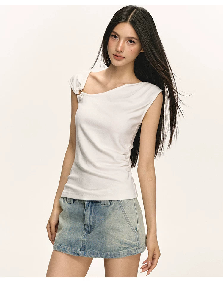 Anna Aneae Waist Slim Short Knitted Vest