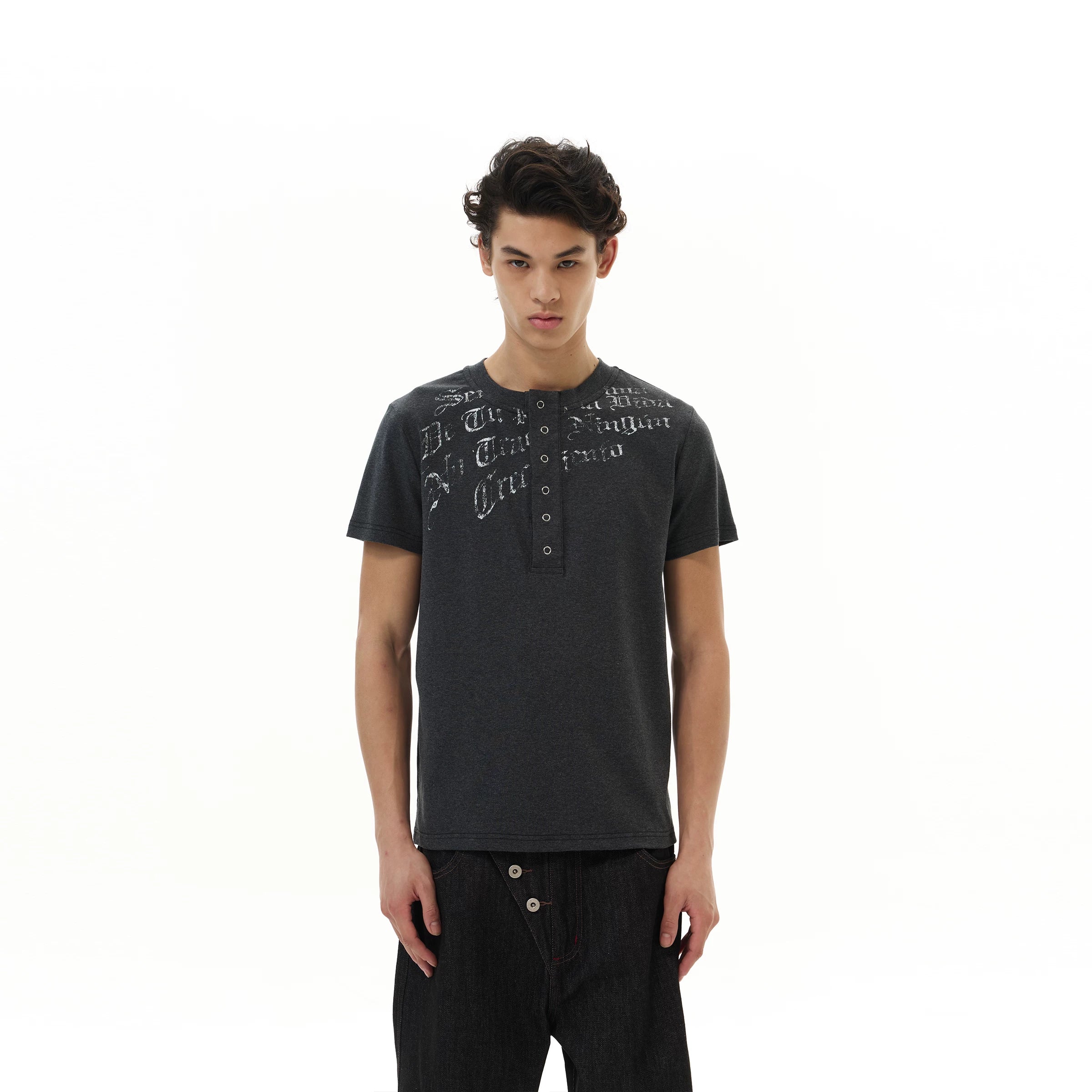 WLNEXT Front Shoulder Premium Sense Henry Collar Tee
