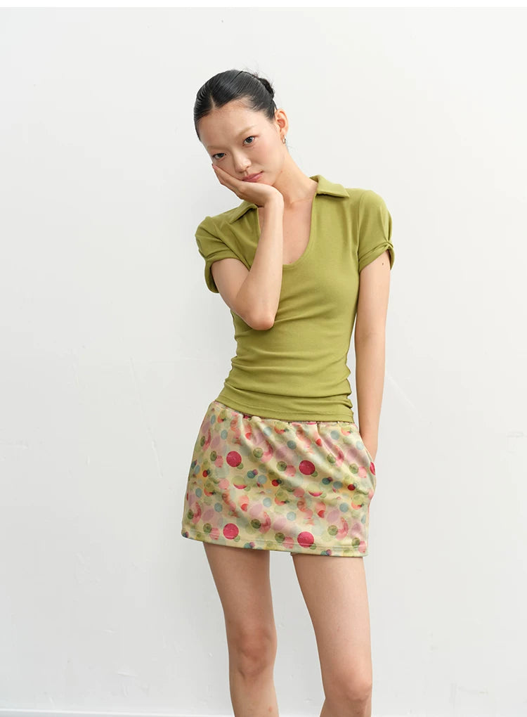LINY LIBERTY Polo Collar Knitted Slim Fit and Thin Tee