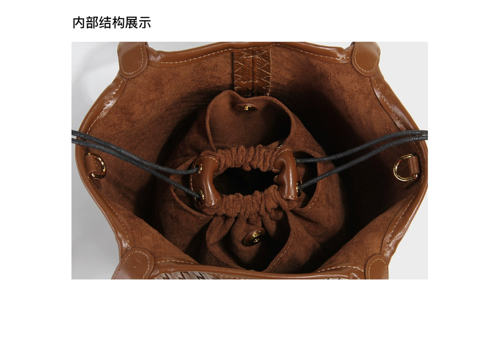 LOSEA Leather Hand-woven Gourd Vegetable Basket Shoulder Bag