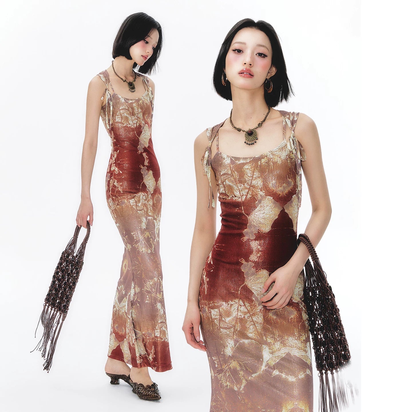 YEDM Retro Strap-up Cheongsam Dress