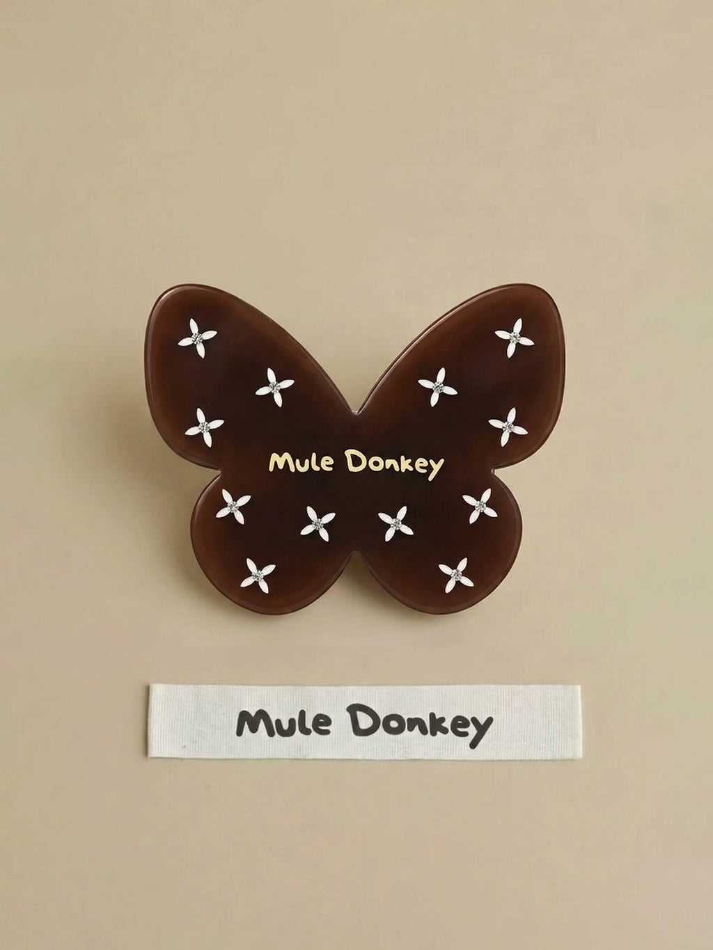 Mule Donkey Brown Butterfly Cute Edge Clip Side Hair Accessories