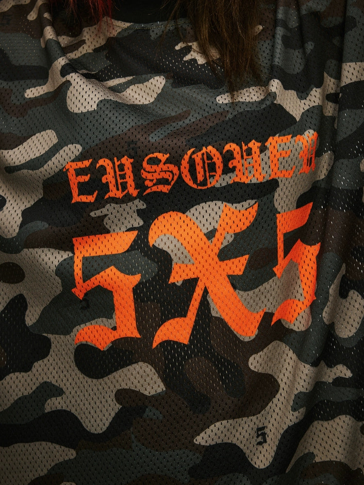 EUSOUEU Camouflage Breathable Contrasting Loose Sports Tee