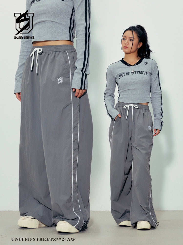 US Casual Wide Leg Parachute Pants Street Hip Hop Sweatpants
