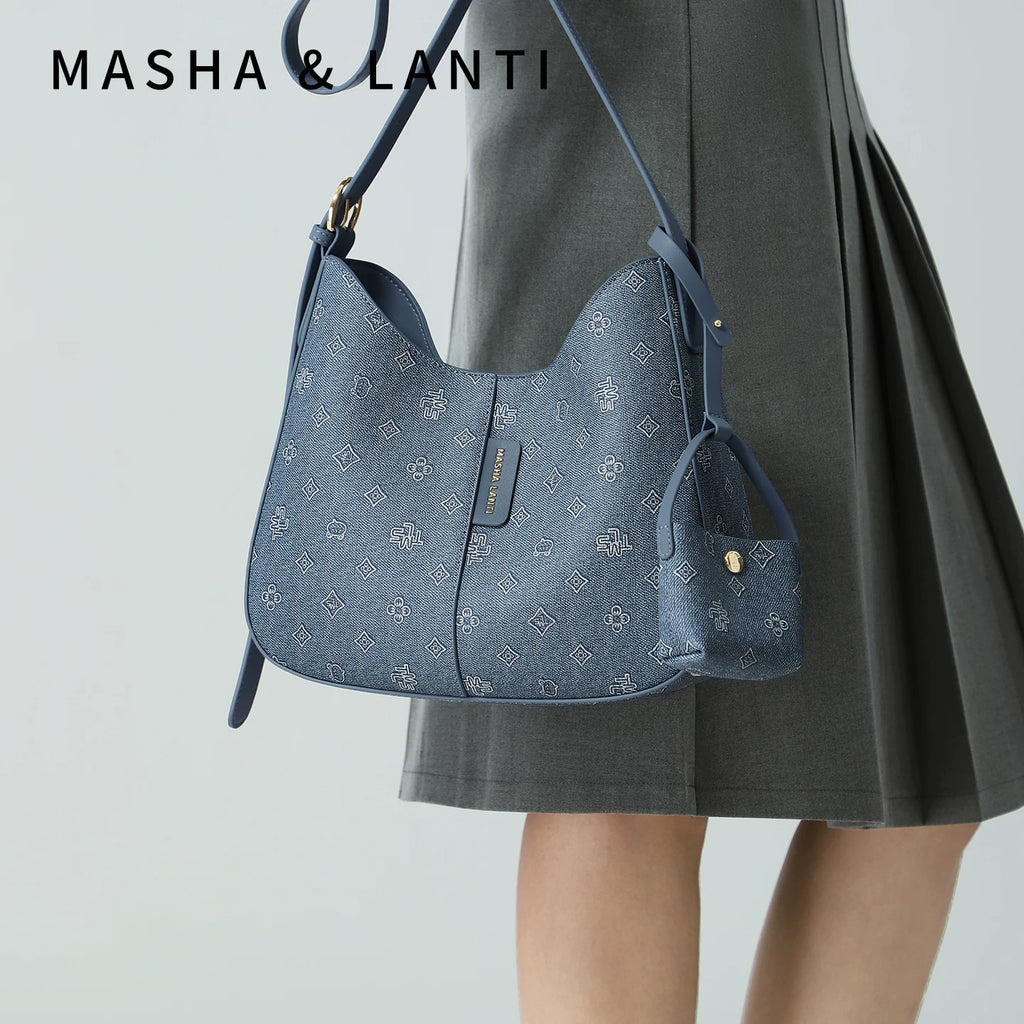 Masha Lanti Denim Large Capacity Underarm Bag