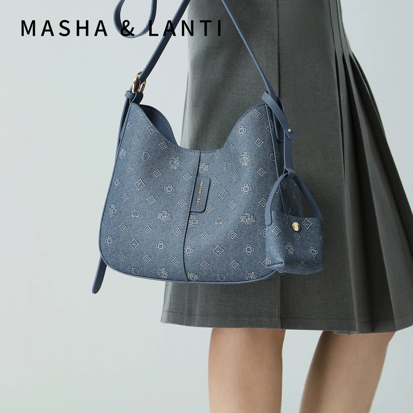 Masha Lanti Denim Large Capacity Underarm Bag
