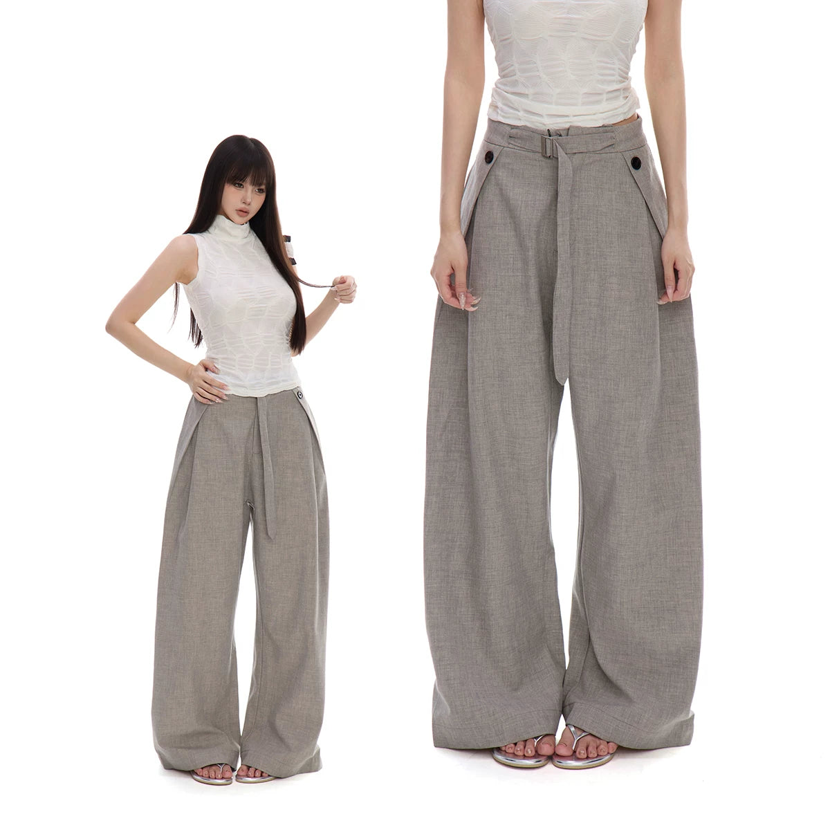 WITHMIN Pleated Straight-leg Slacks