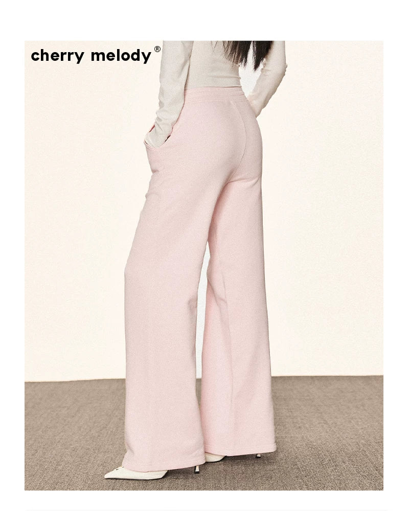 Cherry Melody American Retro Straight Drawstring Casual Sweatpants