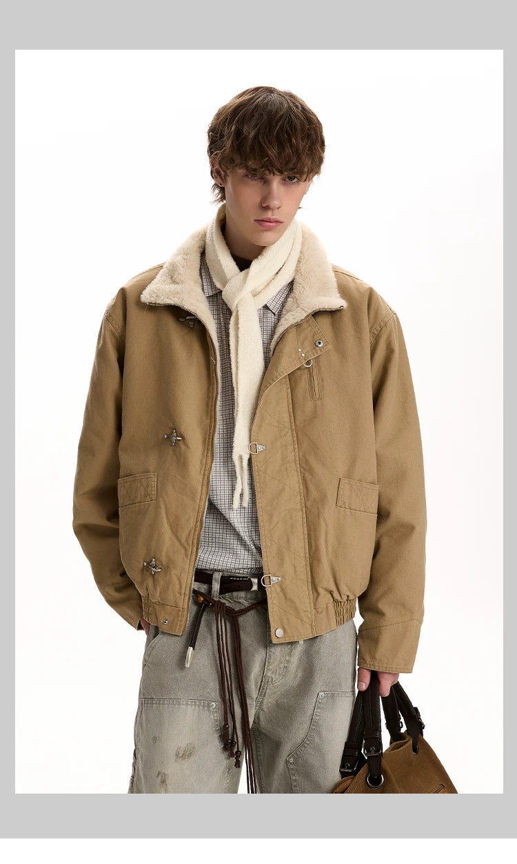 A PUEE Retro Stand-up Collar Short Versatile Jacket