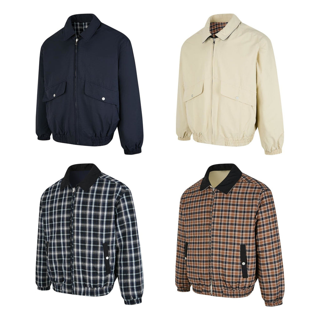 EME Vintage Double Sided Plaid Lapel Jacket