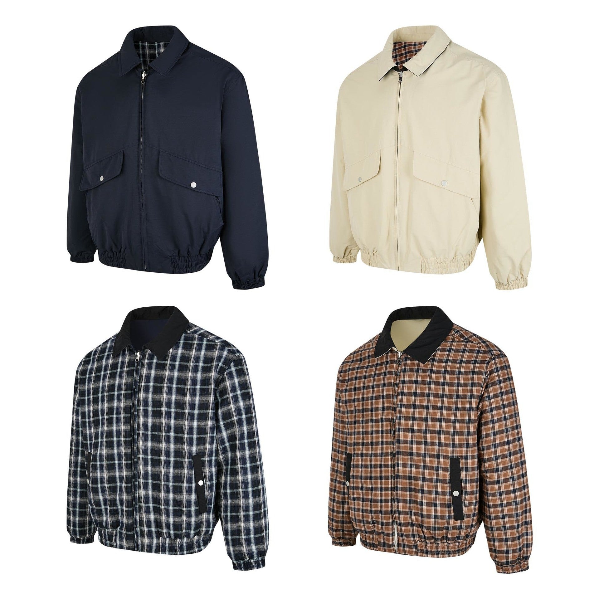 EME Vintage Double Sided Plaid Lapel Jacket