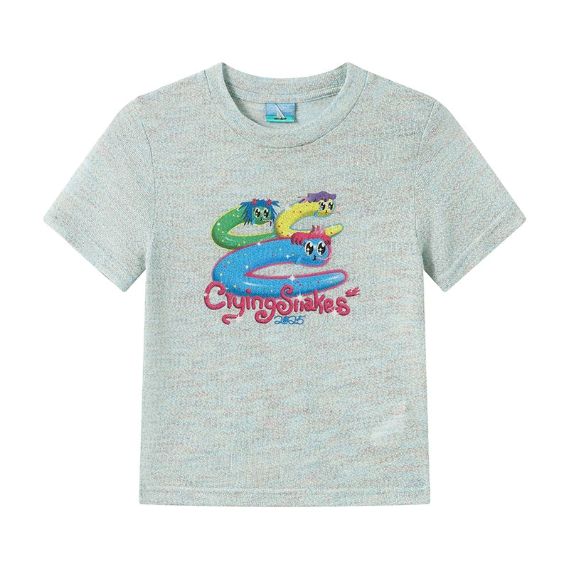 CryingCenter Breathable Color Yarn, Slim Sports Short Sleeve Tee