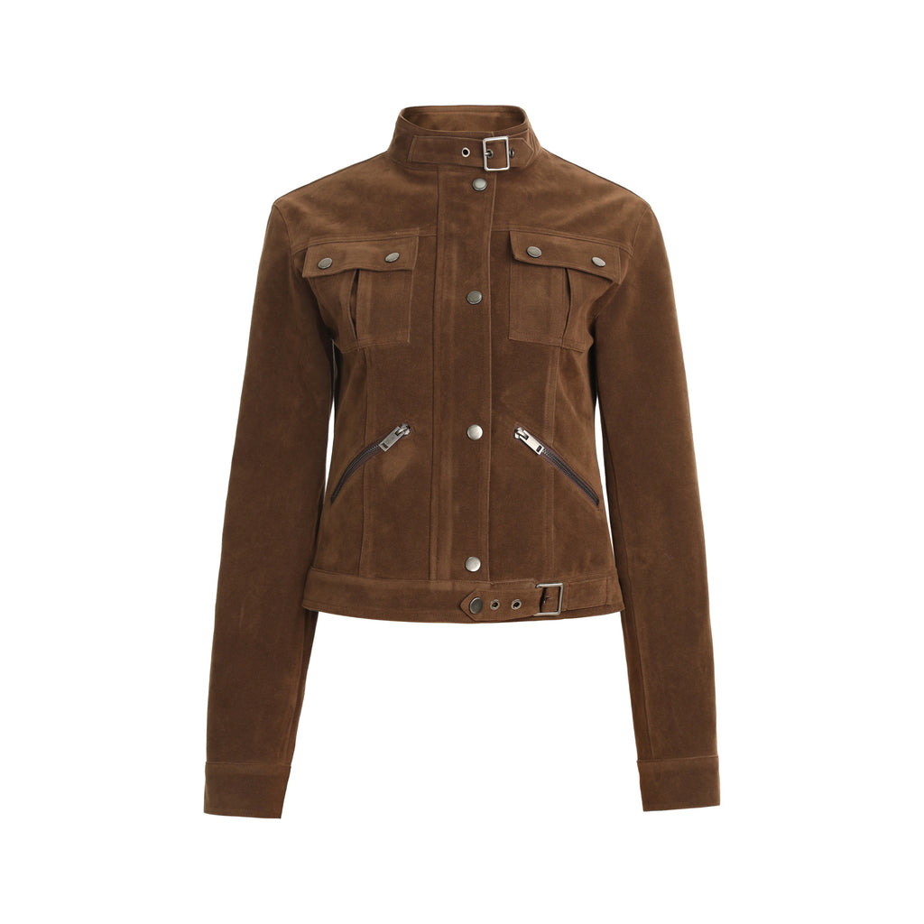 CHANYOOU Vintage Suede Stand-up Jacket