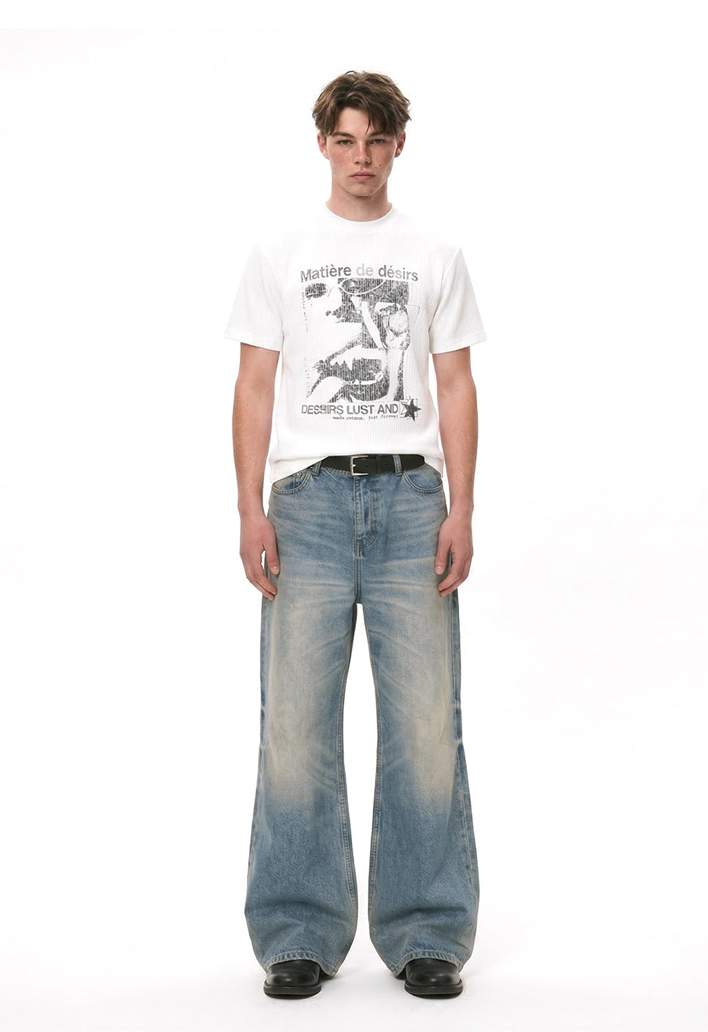 EME Retro Hollow Knit Crew Neck Tee