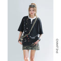 CHANT2nd Contrasting Color Splicing Fake Two-piece Loose Tee