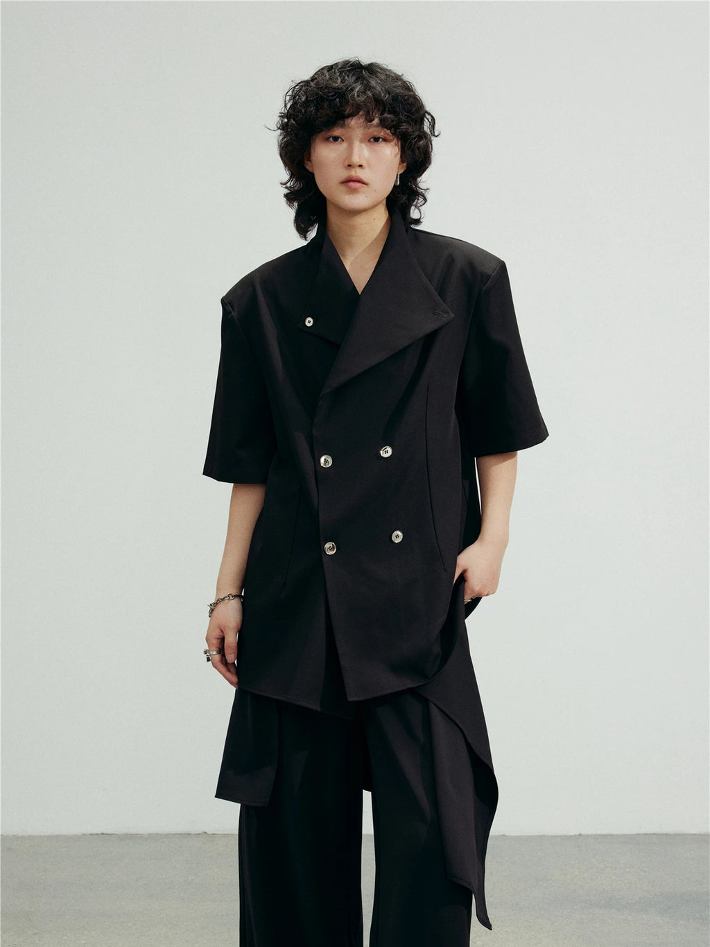 SUNYVONNE Vintage Double-breasted Blazer