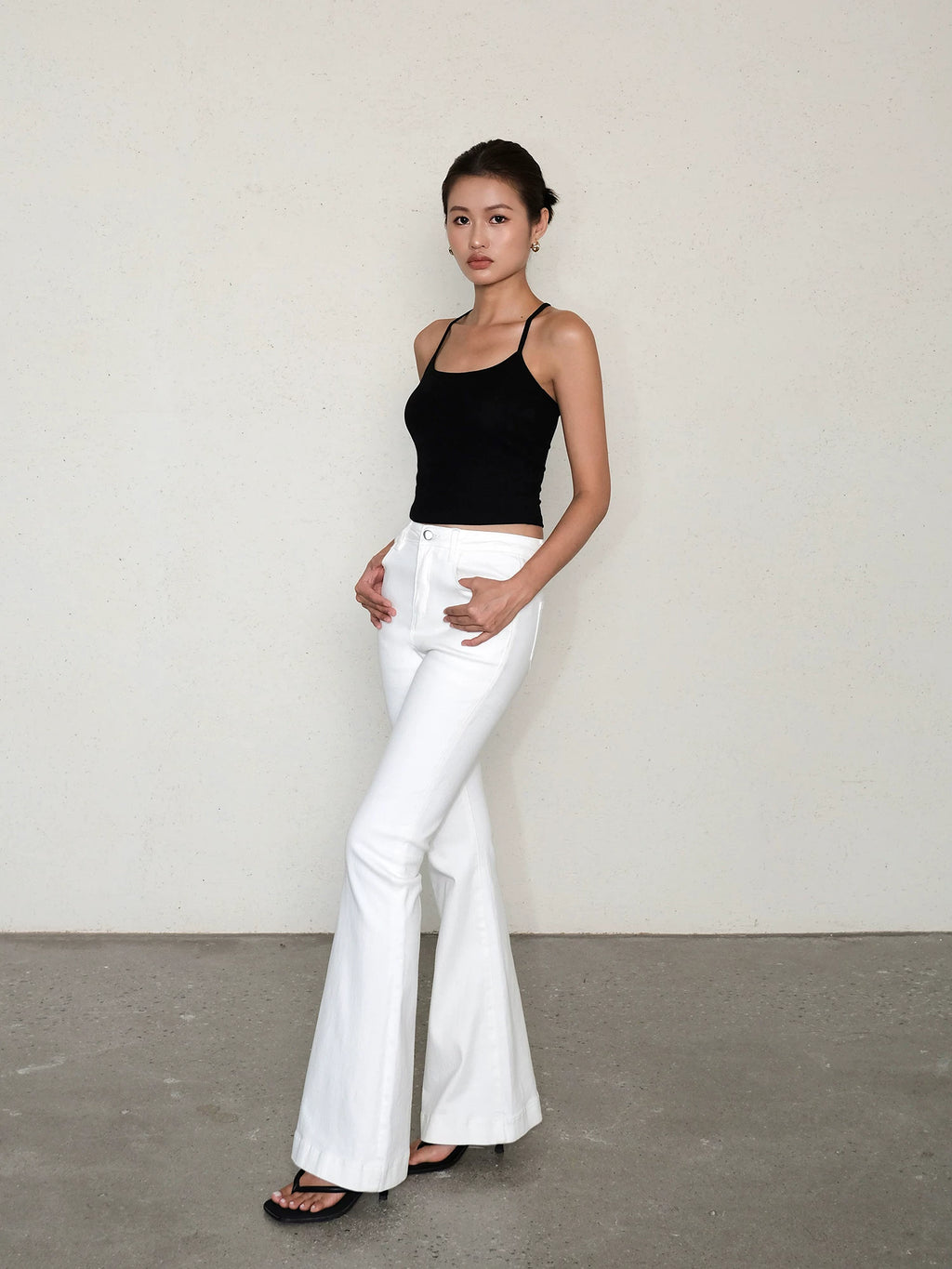 Ousph Niche High-waisted Slim-fit Retro Flared Jeans