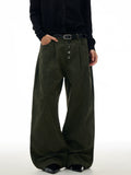TRUQUEST Vintage Pleated Loose-fitting Wide-leg Cargo Pants