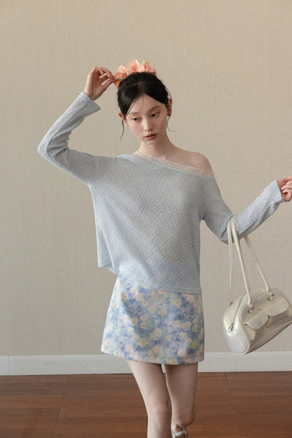 Cantonstory High Waist Floral Skirt