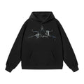 JHYQ Retro Letter Print Beaded Hooded Sweater