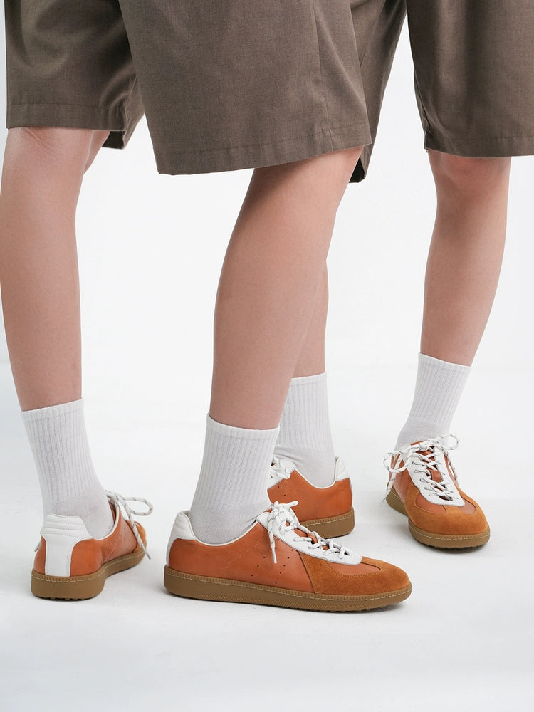 NO LOGO Heightening Moral Training Splicing Leather Shoes Board Shoes