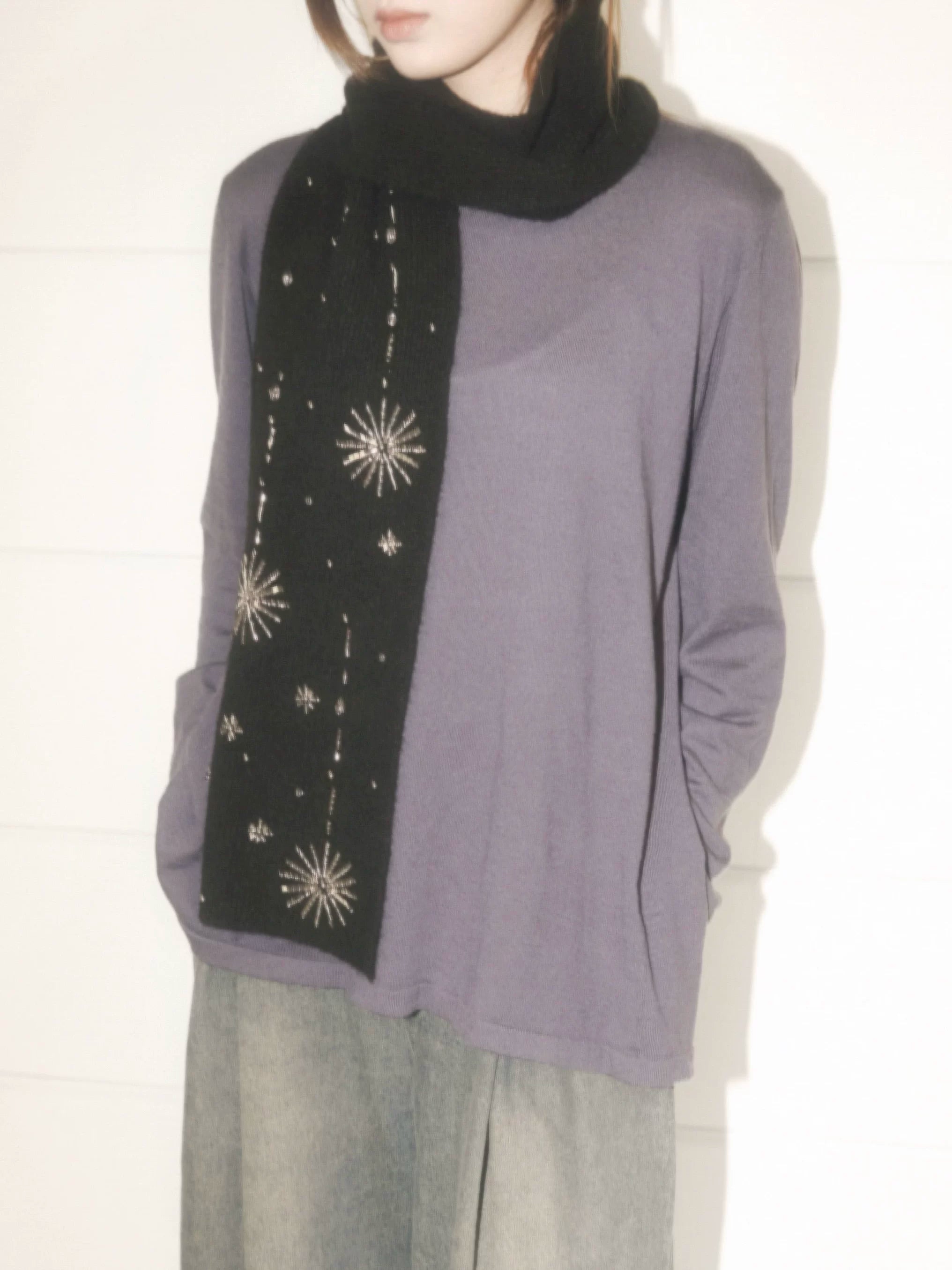 LOUMUTAKU Handmade Fireworks Crystal Beaded Knitted Scarf