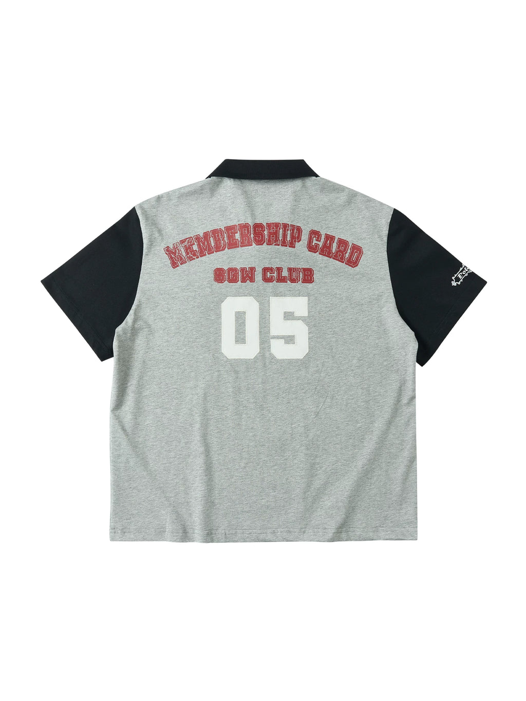 SAXGENWON Sticker Embroidery Splicing Print Front Shoulder Tee