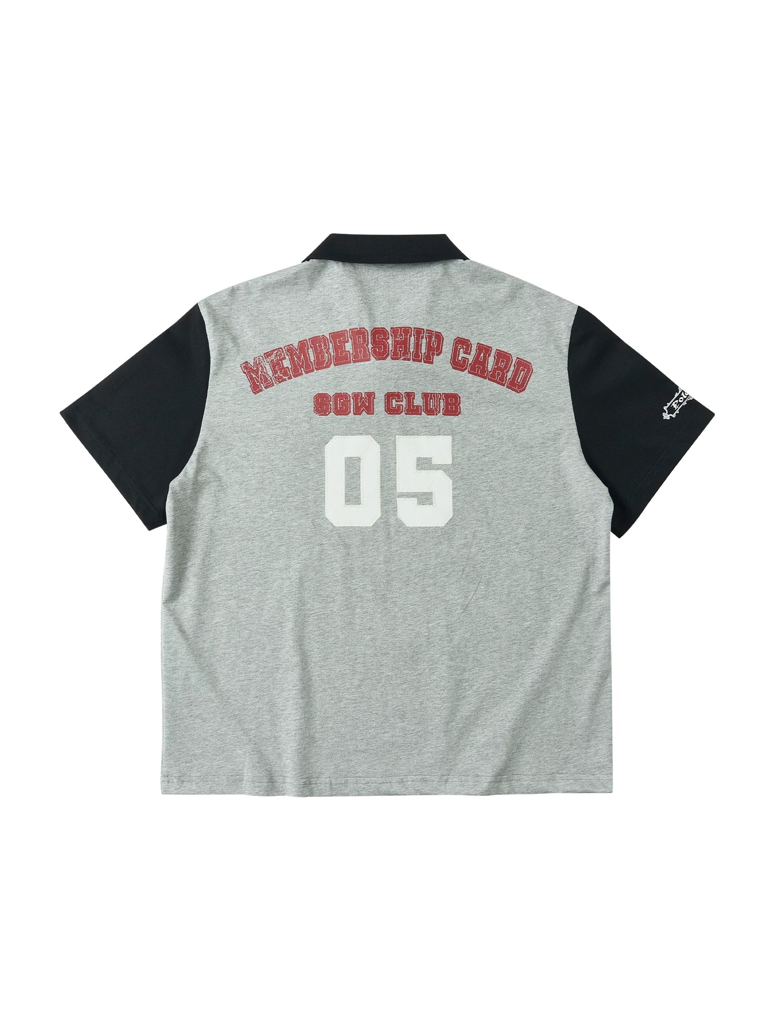 SAXGENWON Sticker Embroidery Splicing Print Front Shoulder Tee
