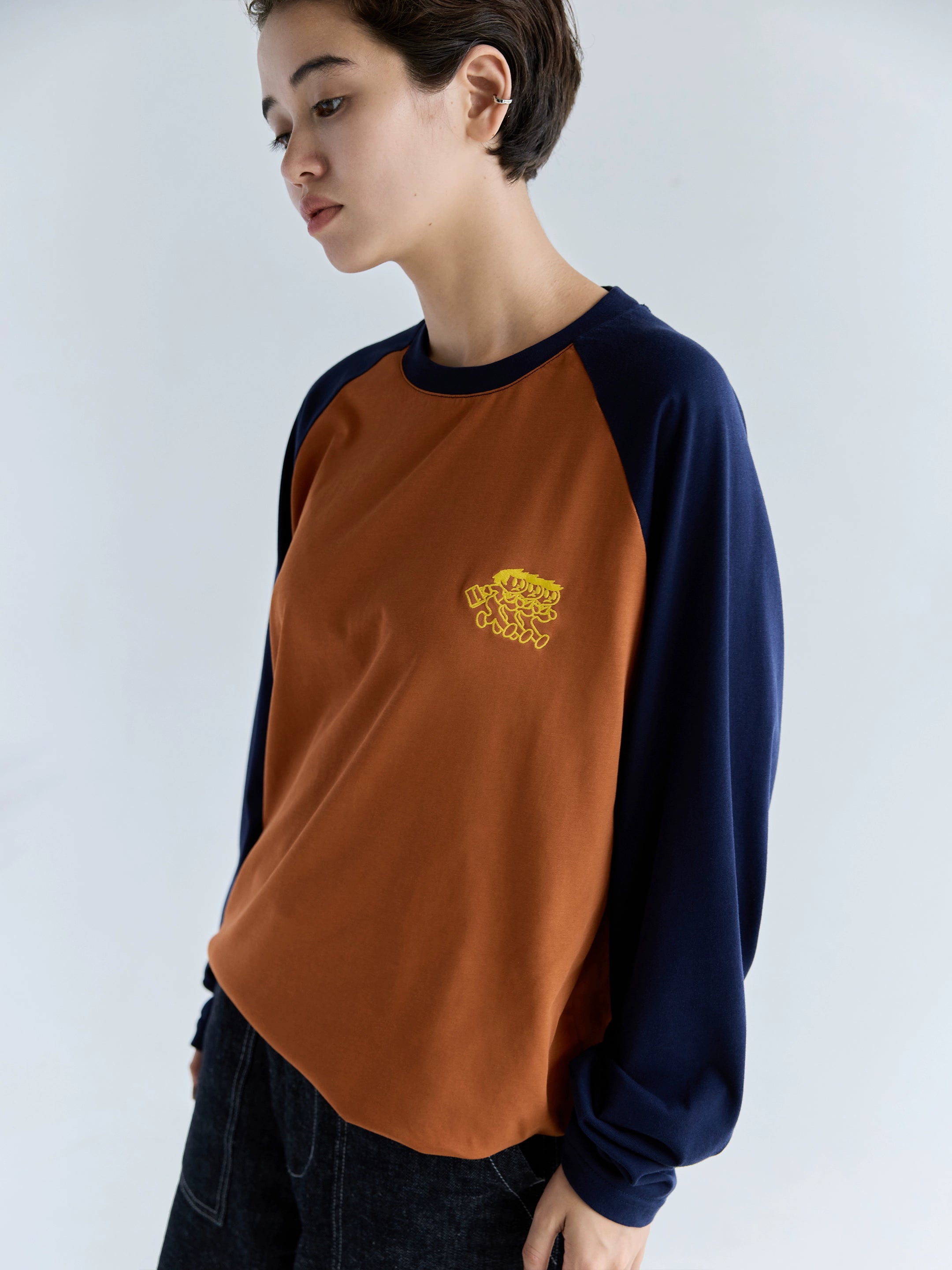 BENT IDEA Casual Color Matching Shoulder Long Sleeves