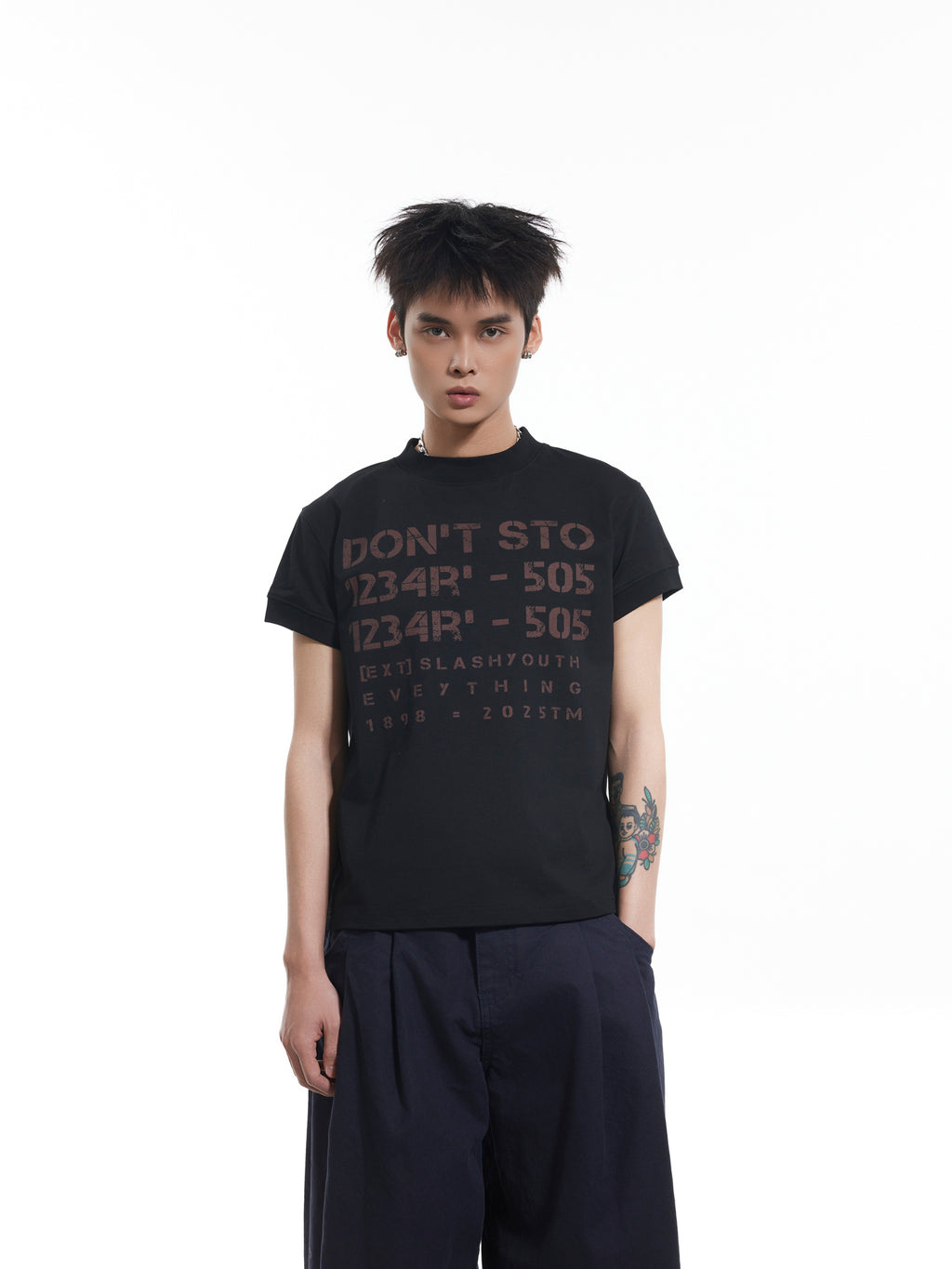 BTSG Sorona front shoulder slim thread cuffs short sleeve Tee
