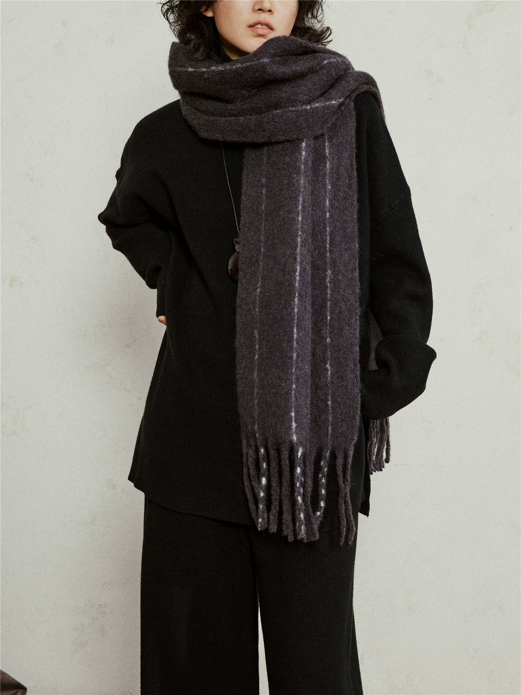 SUNYVONNE Vintage Striped Wool Scarf