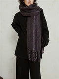 SUNYVONNE Vintage Striped Wool Scarf