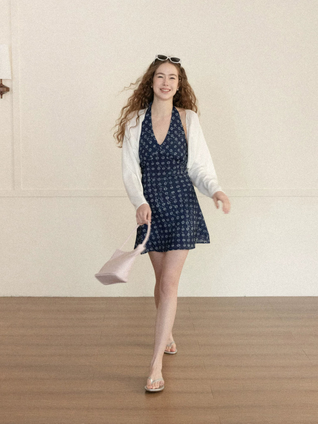 Cantonstory Neck and Waist Floral Dress