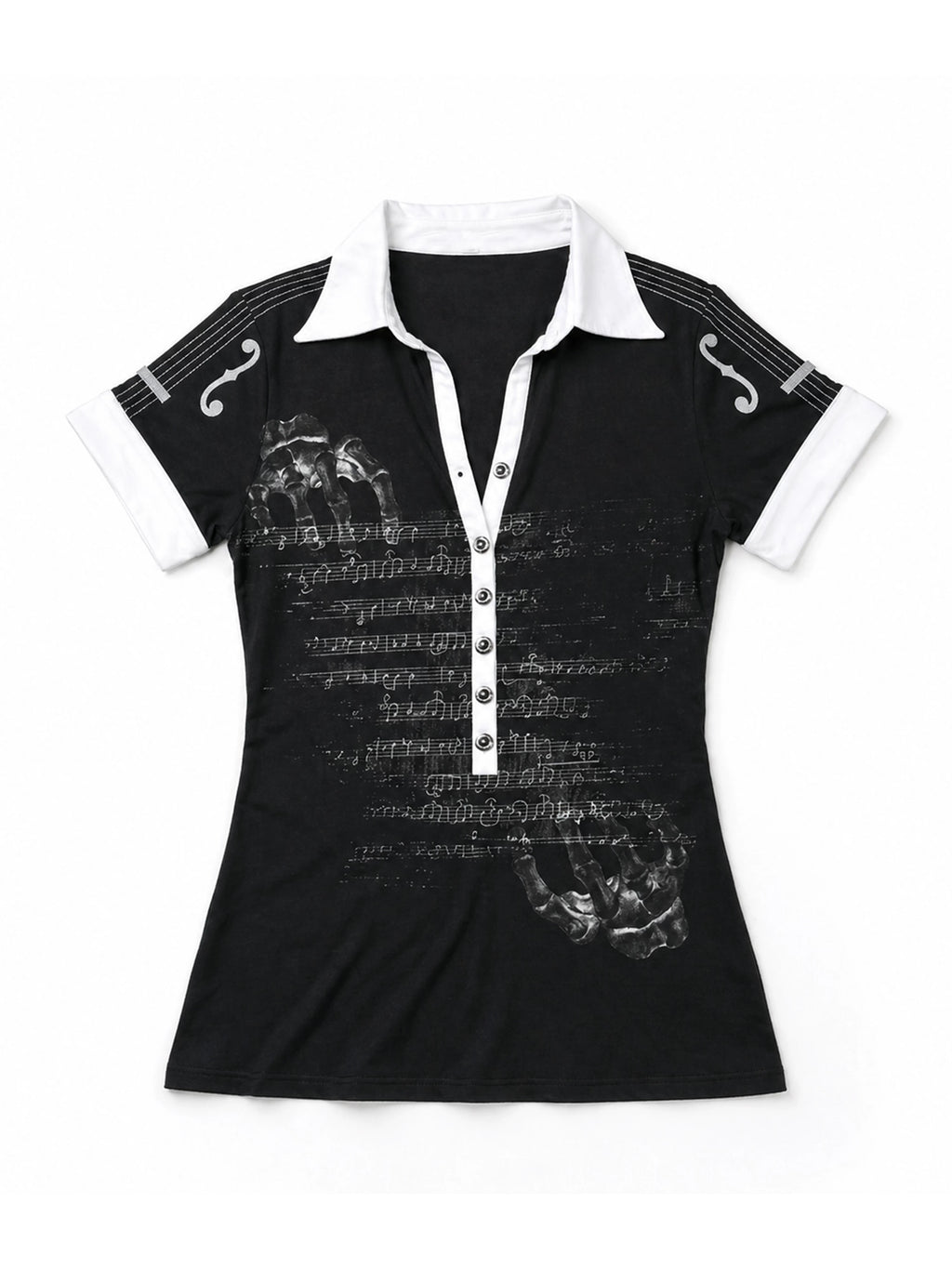PAIKI Violin Sparkling Diamond Hot Diamond Casual Polo Tee