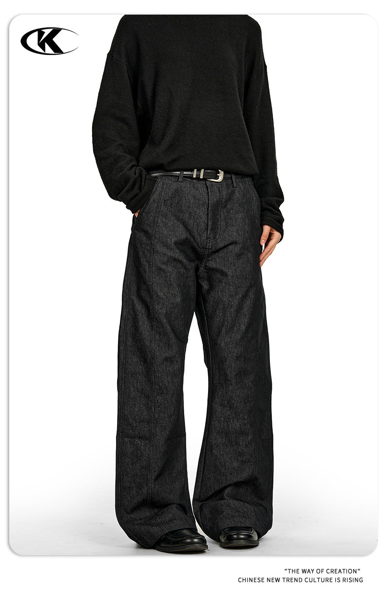 11KN Drawstring Retro Pleated Loose and Thin Trousers