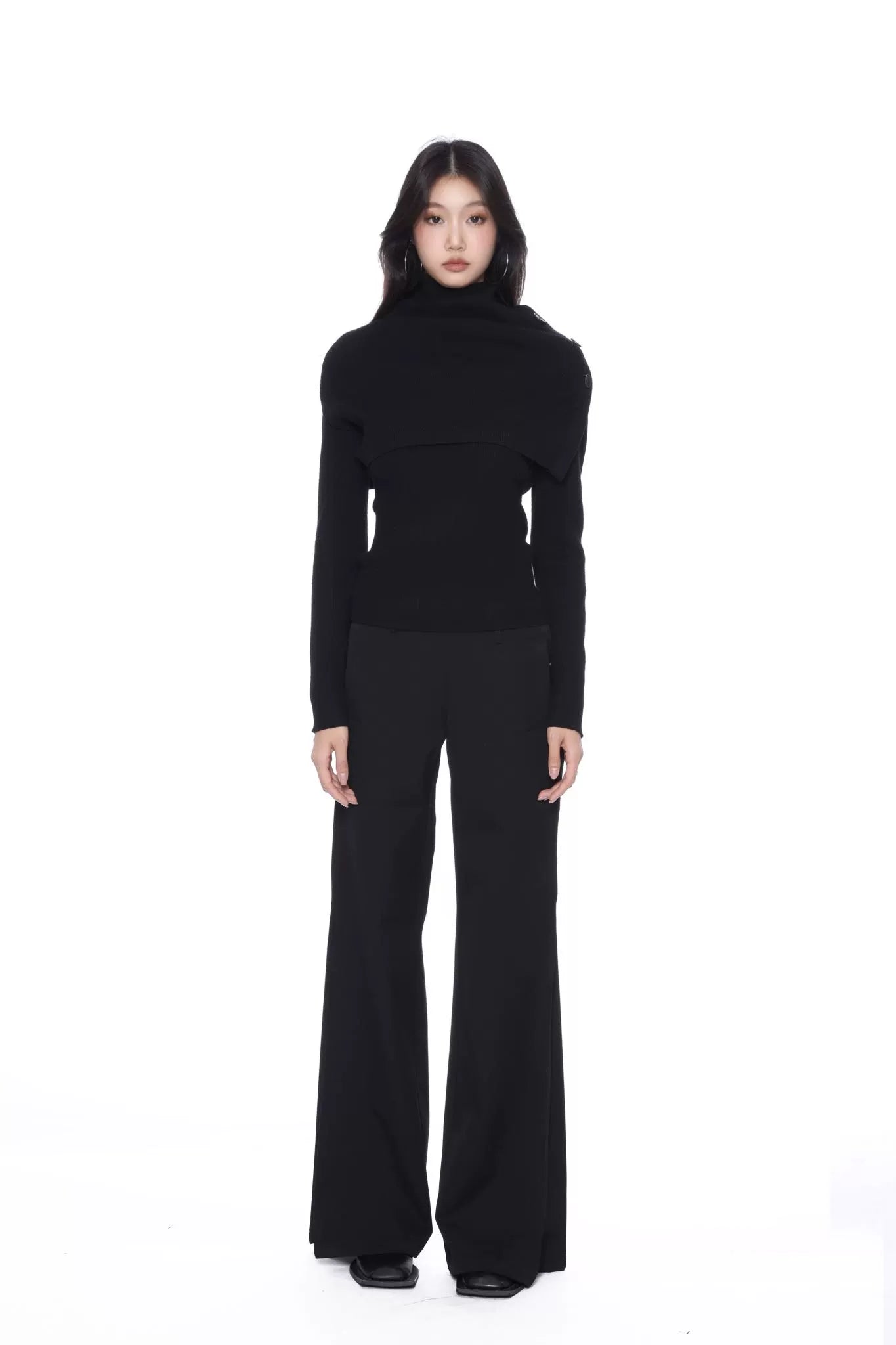 WITHMIN Low Waist Loose Drape Versatile Straight-leg Suit Pants