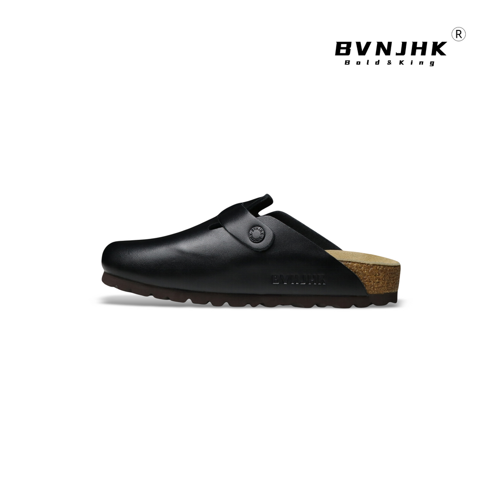 OQ X BVNJHK Bright Black Leather Clogs