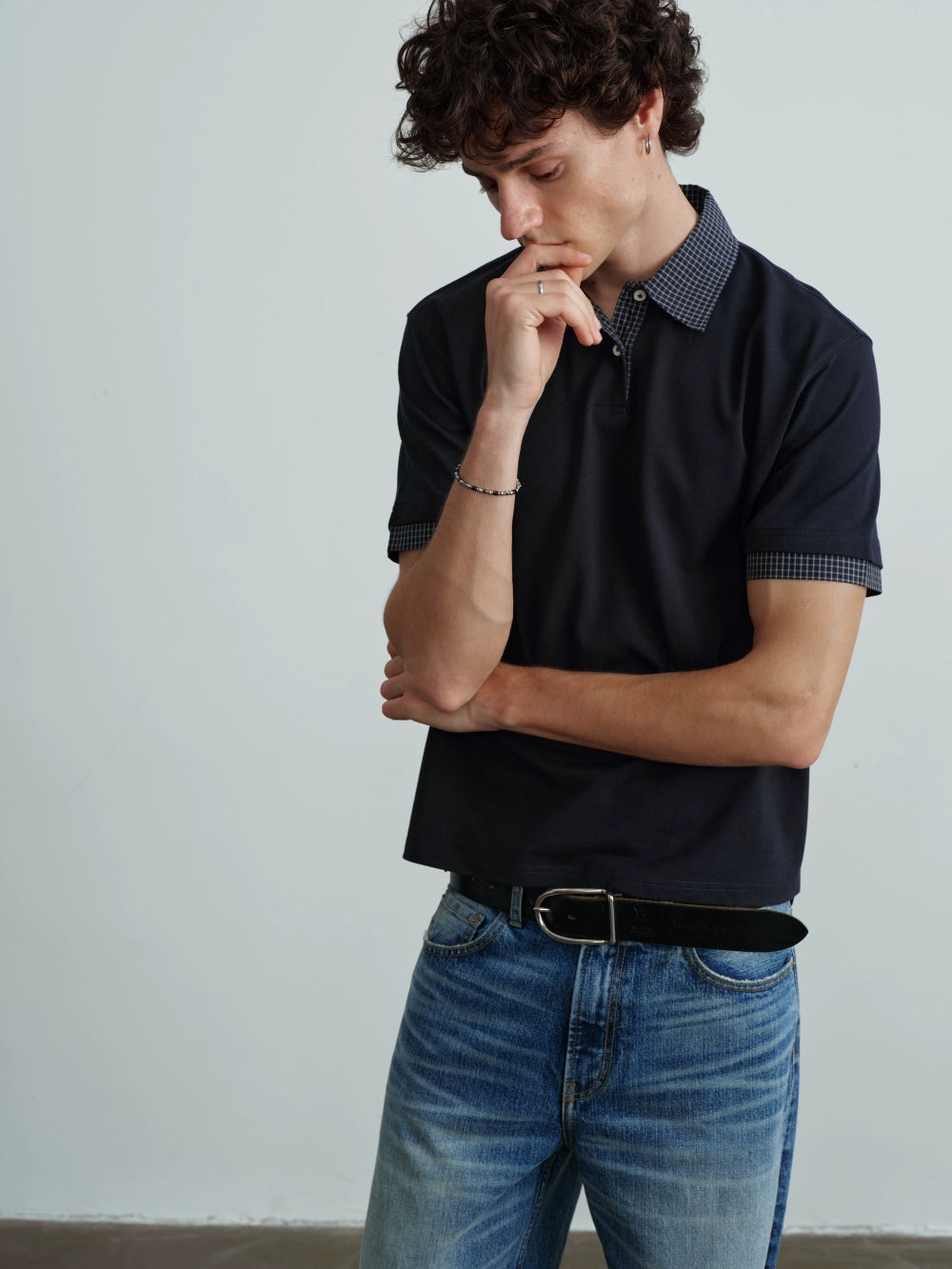 VLABMADE Plaid Neck Polo Shirt