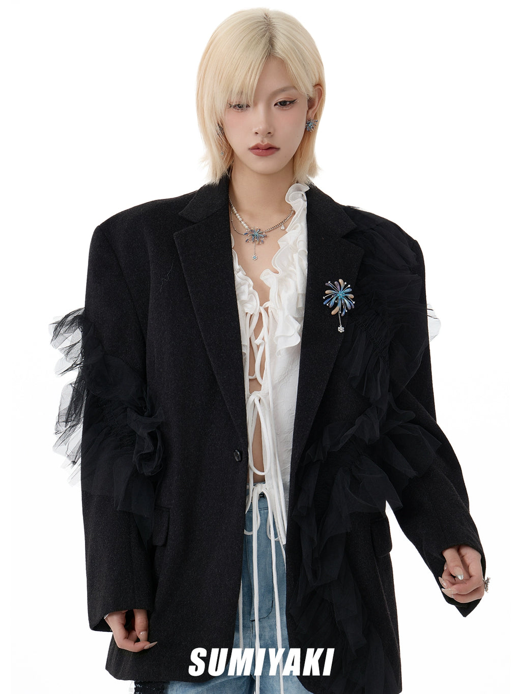 SUMIYAKI Gradual Change Fireworks Pearl Fringed Necklace