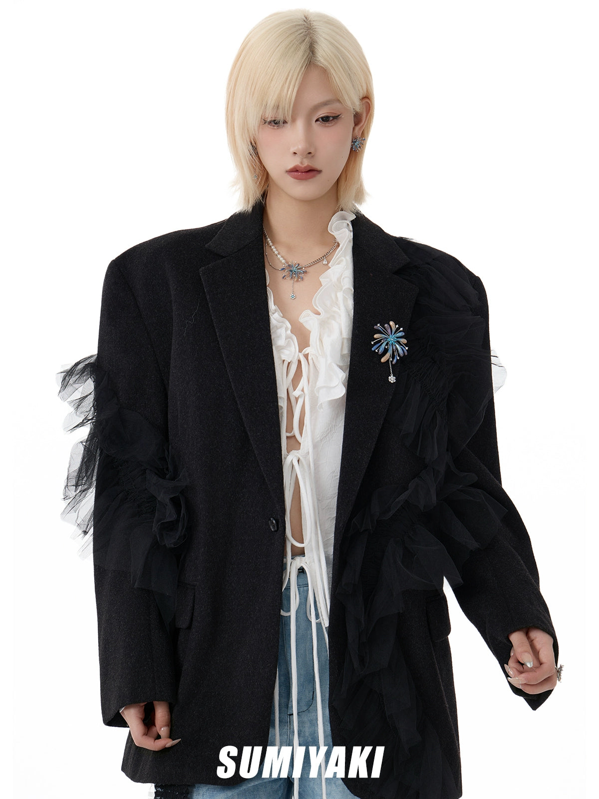 SUMIYAKI Gradual Change Fireworks Pearl Fringed Necklace