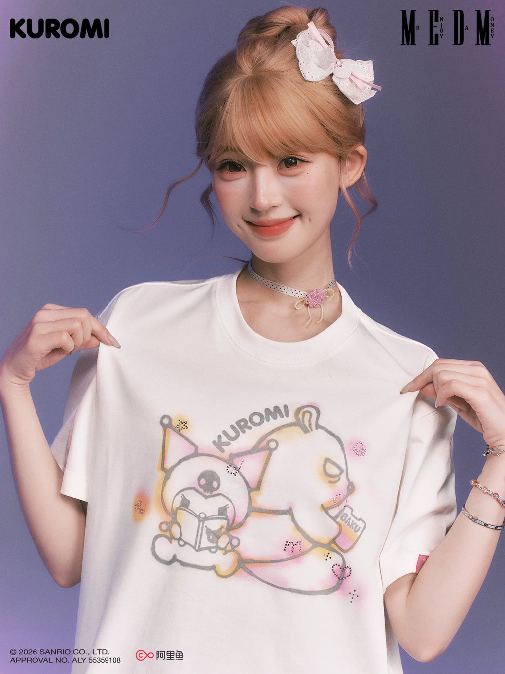 MEDM Graffiti Rhinestone Pattern Casual Tee