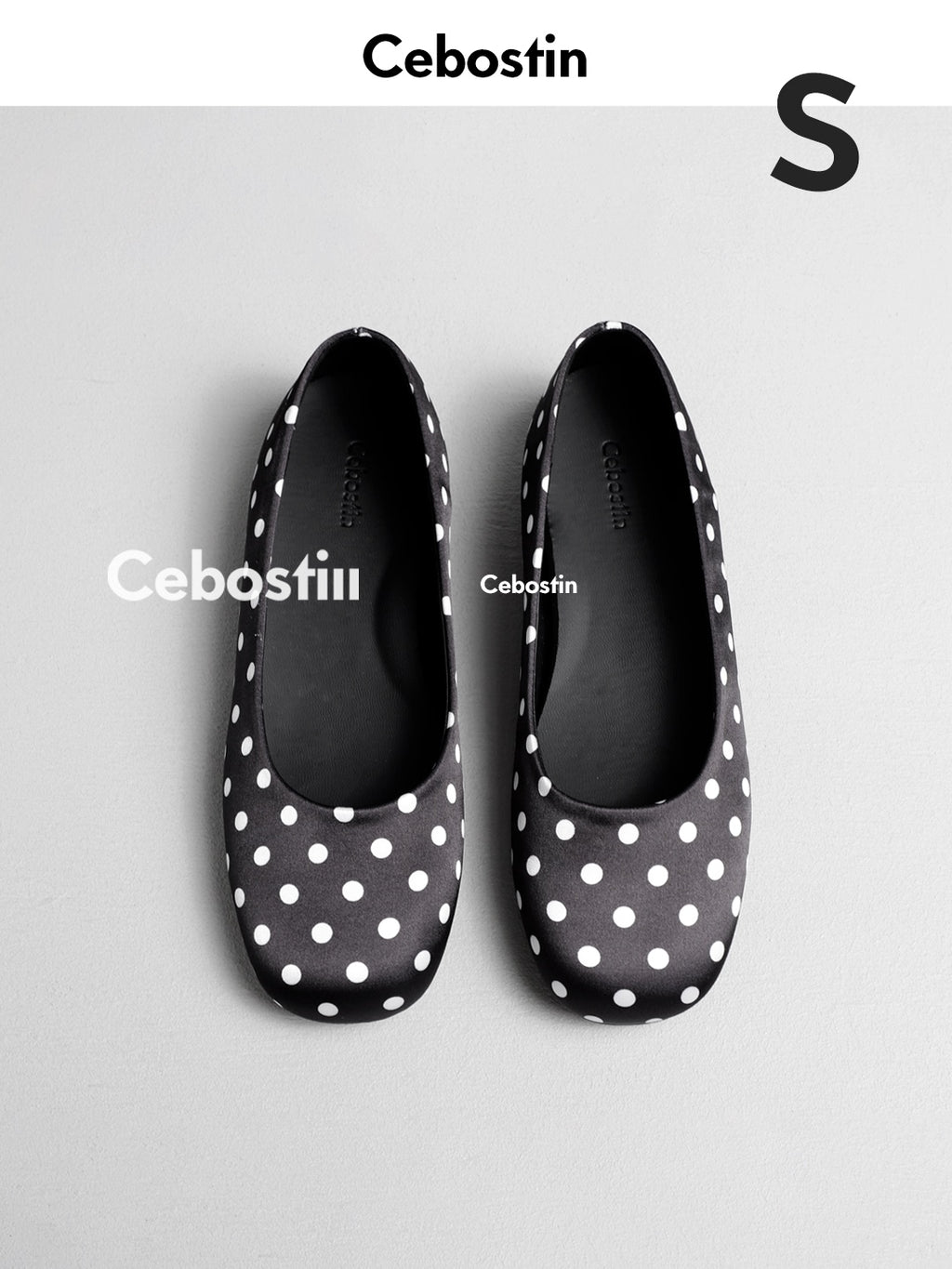 Cebostin Polka Dot Inner Height Increase Shallow Mouth Single Shoe