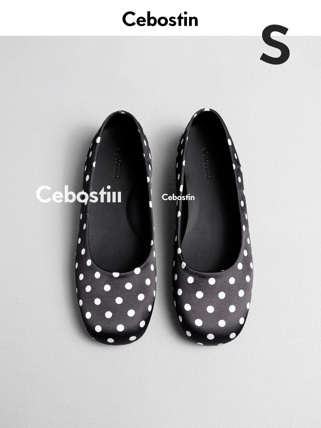 Cebostin Polka Dot Inner Height Increase Shallow Mouth Single Shoe