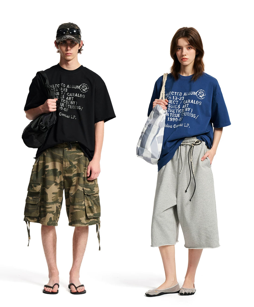 Loopsoon Chest Old Damaged Printed Casual Versatile Tee