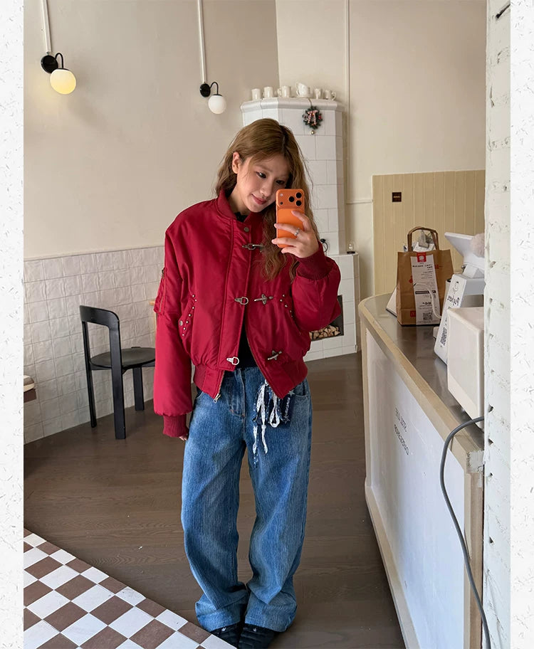 CCYE Lobster Button Bead Flight Jacket Cotton Jacket