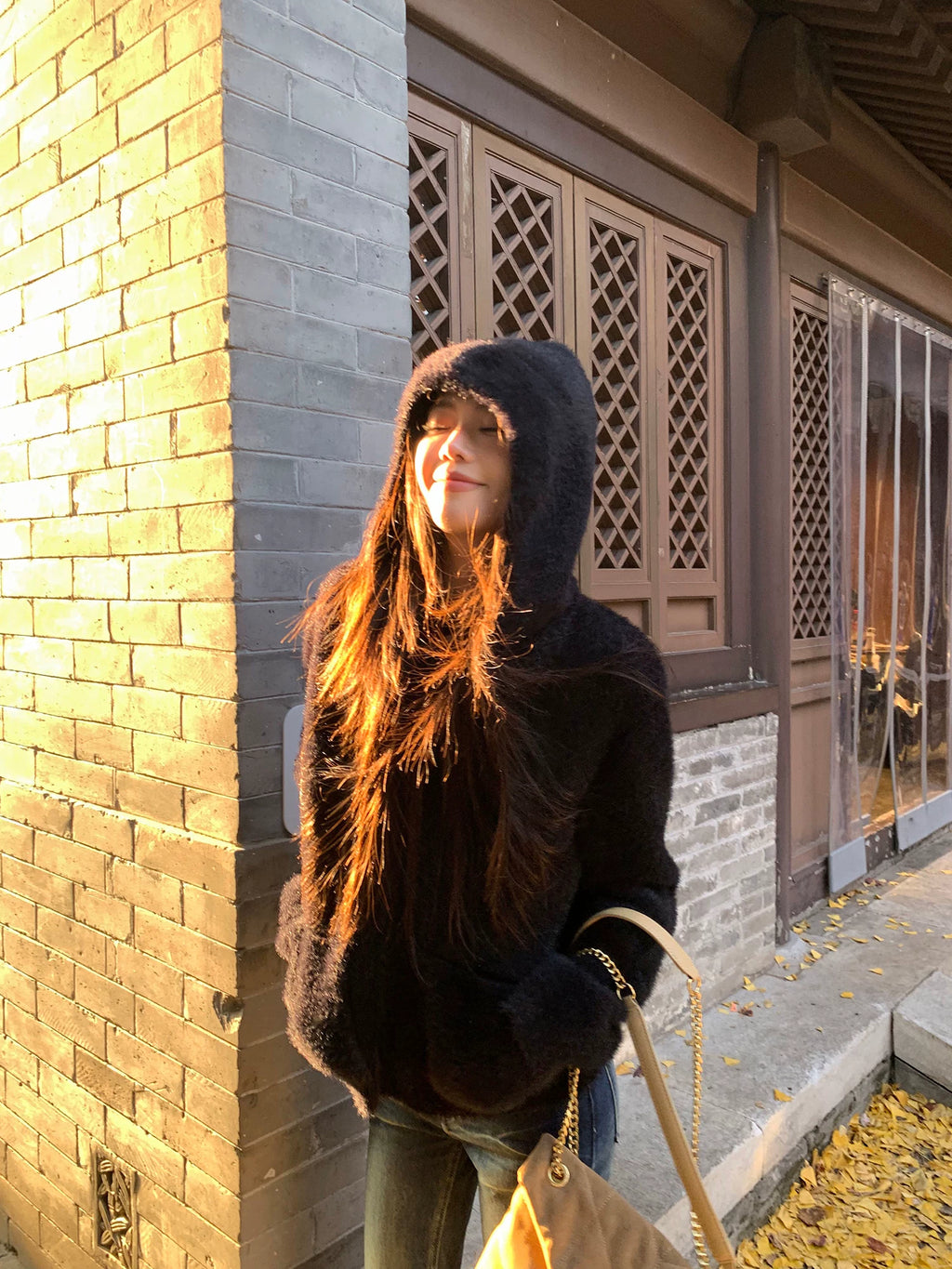 Pusumede Temperament Comfortable Hooded Warm Fluffy Jacket