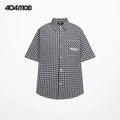 404MOB Lazy College Style Embroidered Short Sleeve Shirt