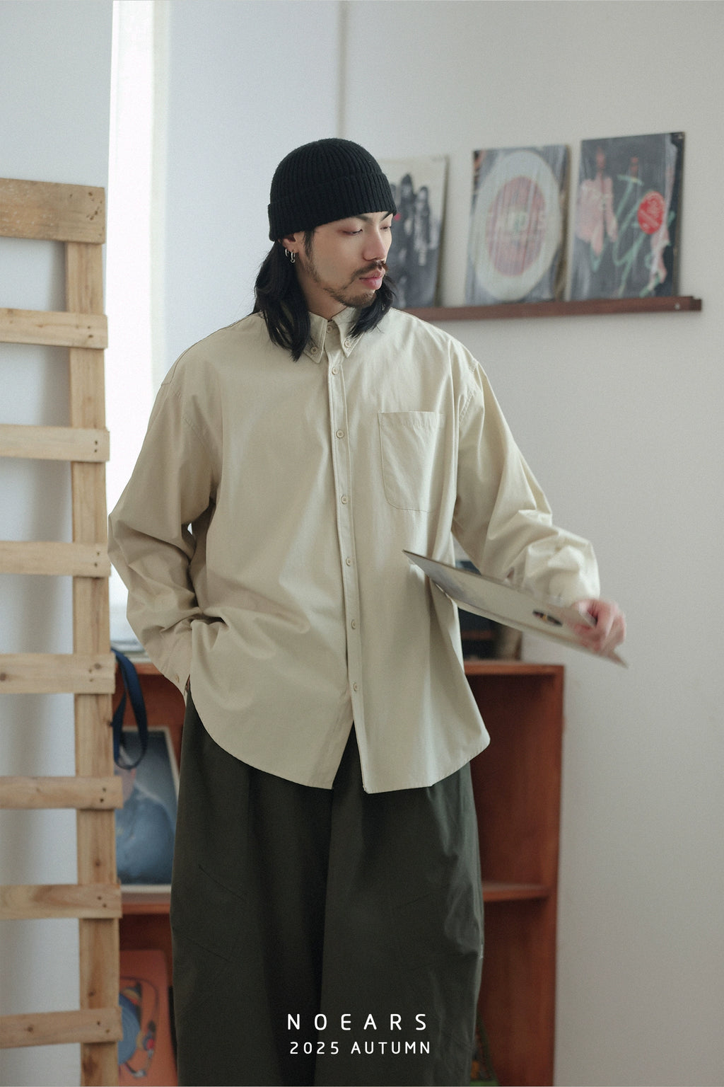 NOEARS Loose Lapel Long Sleeve Shirt