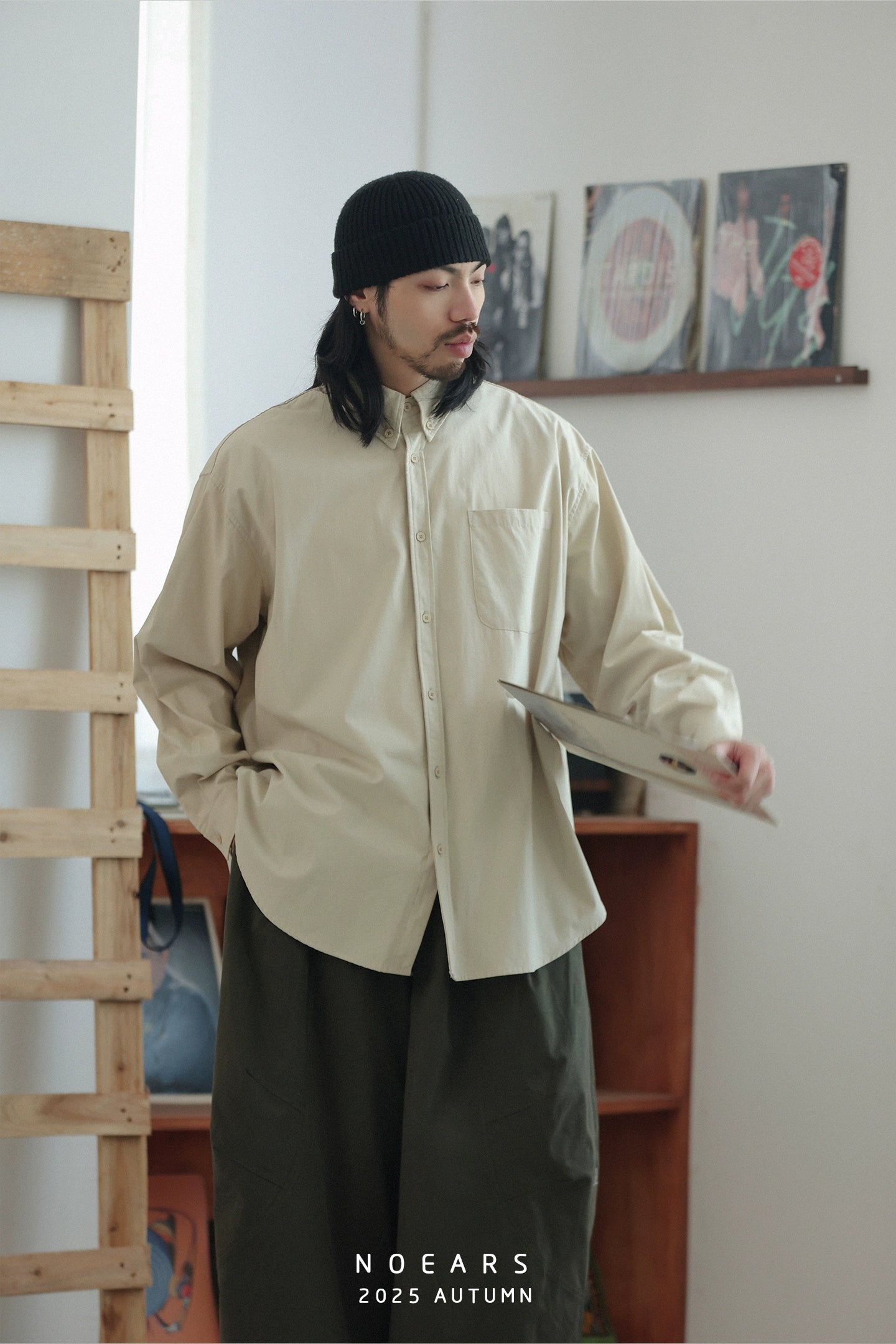 NOEARS Loose Lapel Long Sleeve Shirt