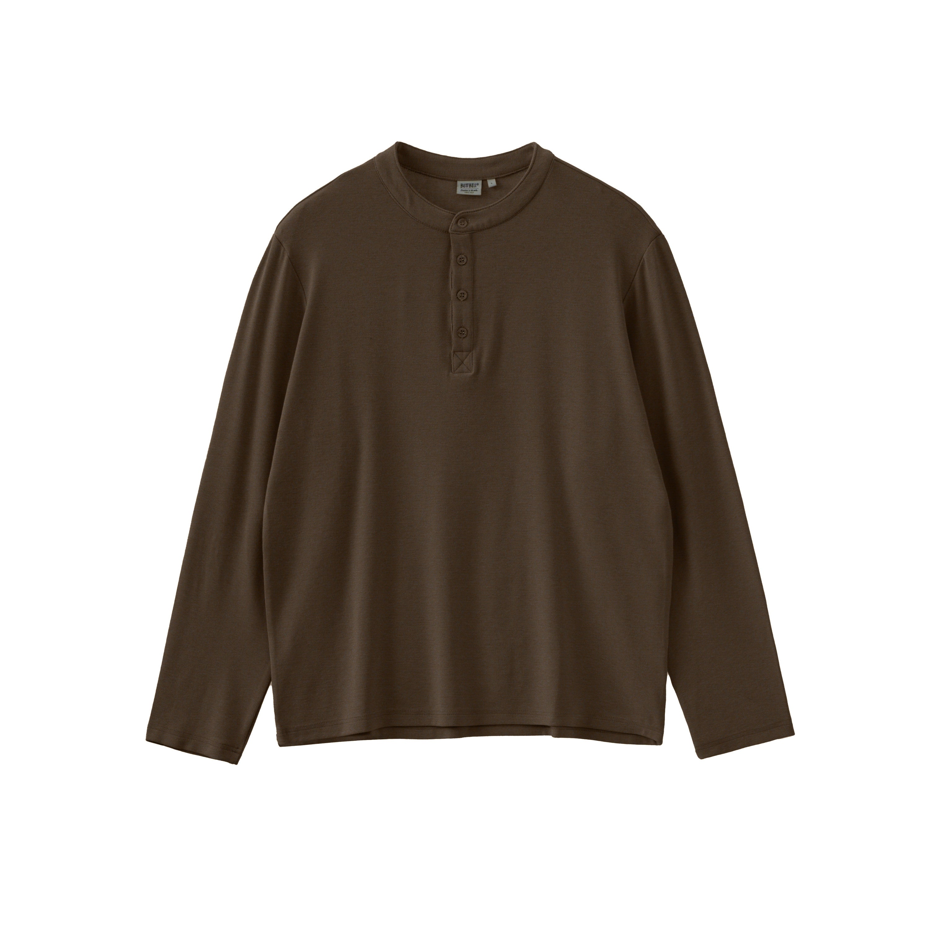 BUTTBILL 24AW Japanese Henry Neck 5% Merino Blended Long Sleeve Tee